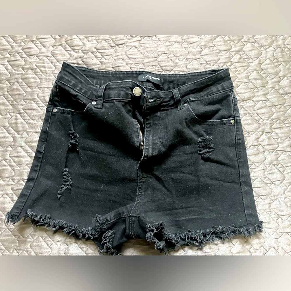 Black ripped jean shorts